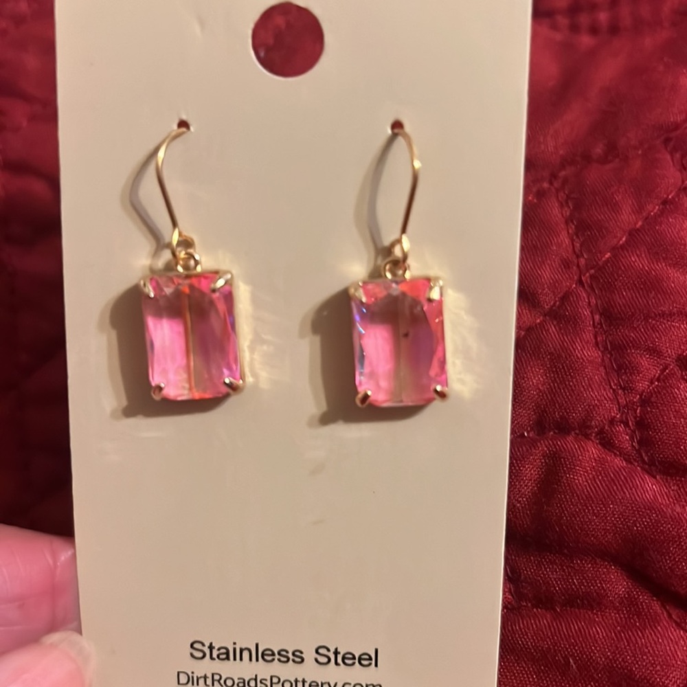 Pink Stainless Steel Earrings